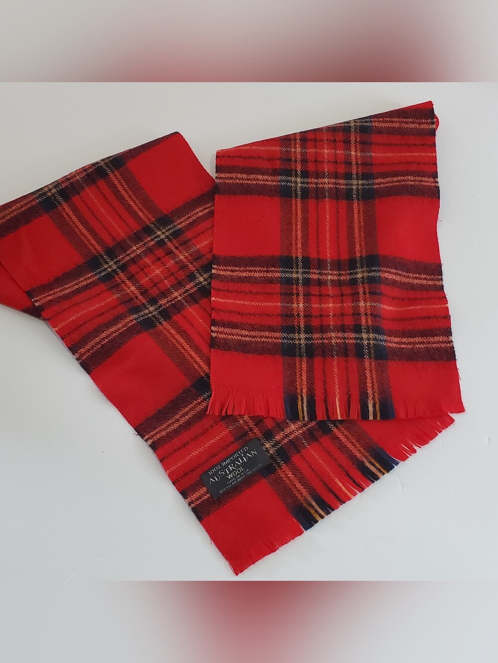 Red Tartan PatternUnisex Australian Wool  Scarf Unbranded 92x8.5"